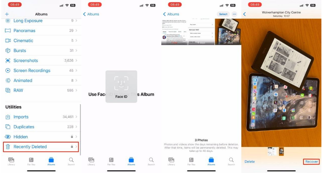 宁江苹果14维修分享 iPhone14 上恢复已删除的照片 