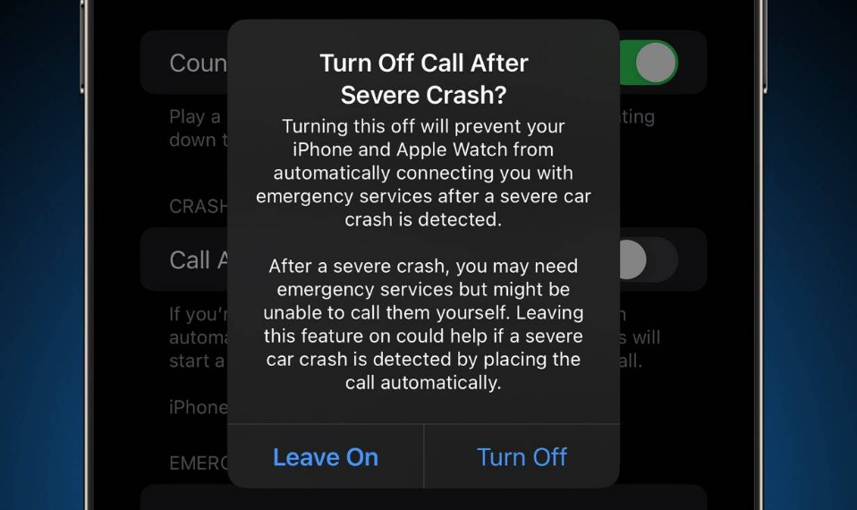 宁江苹果14维修分享 iPhone 14 和 Apple Watch 上关闭崩溃检测 