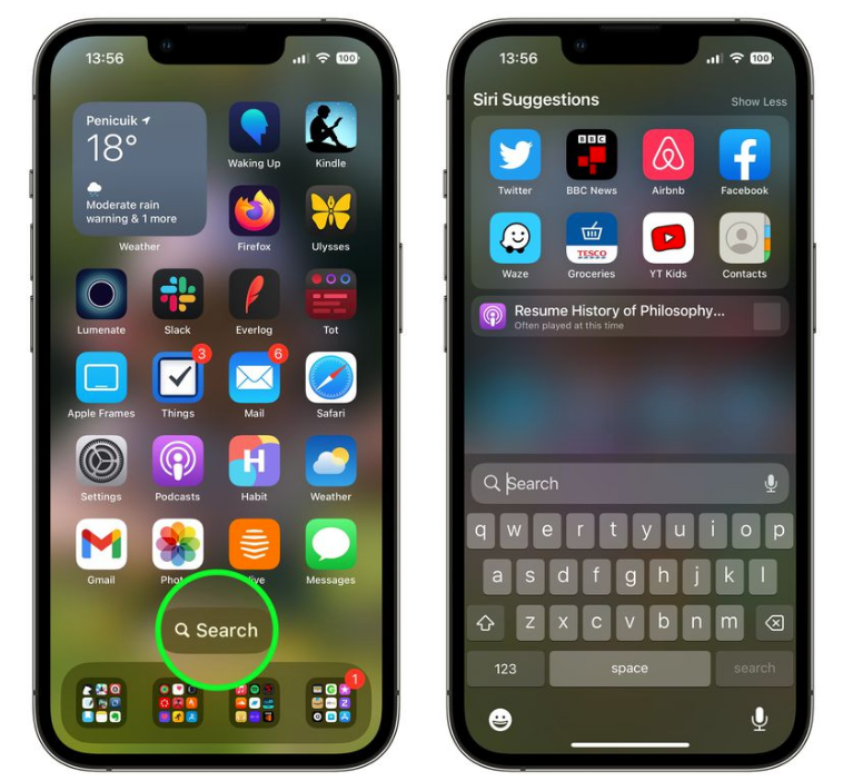 宁江苹果手机维修分享升级到 iOS 16 后，如何删除主屏幕上的搜索按钮 