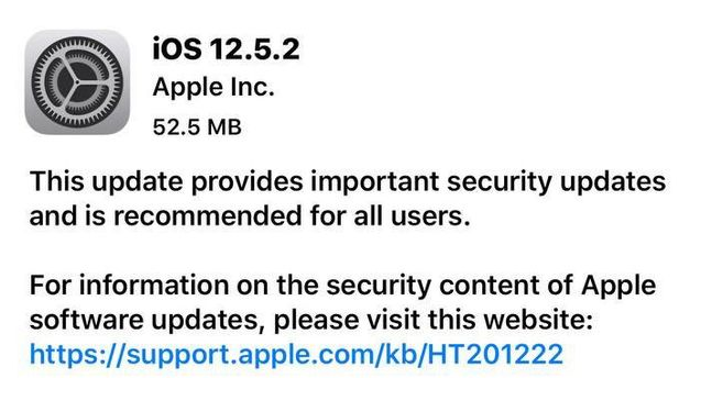 宁江苹果手机维修分享iOS12.5.2发布，建议所有老苹果用户安装 